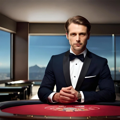 Un croupier de casino vous accueille